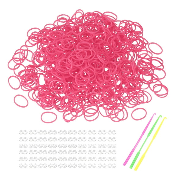 Uxcell 1800 Pcs Loom Rubber Bands Kit with 75 Pcs S-Clips 3-Hooks Watermelon Red