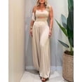 thumbnail image 3 of ChicMe Womens Jumpsuits Sleeveless Cut-Out Waist Backless Tie-Back Ruched Wide Leg Vacation Summer Jumpsuit for Women Beige-M, 3 of 9