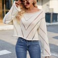 thumbnail image 6 of Women's Sweaters Lightweight Fashion Winter Casual Hollow Loose Round Neck Long Sleeve Pullover Sweater, 6 of 7