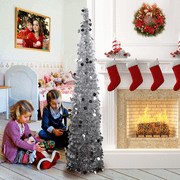 Arbre de Noël Pop Up de 1,5 m avec support, magnifique arbre de Noël artificiel pliable pour décorations de Noël, argent