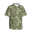 thumbnail image 3 of Xecao Tropical Plants Green print Hawaiian shirt - a stylish short-sleeve button-down for men, perfect for casual beach and tropical outings., 3 of 9