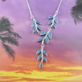 thumbnail image 2 of Beautiful Hawaiian Large Opal Maile Leaf Necklace, Sterling Silver Blue Opal Maile Leaf Necklace, N8392 Birthday Mom Wife Valentine Gift, 2 of 5