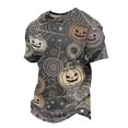 thumbnail image 3 of Happy Halloween Men's Short Sleeve T-Shirt, Cute Ghost Pumpkin Spiderweb Pattern Crew Neck Stylish Autumn Streetwear Tees, 3 of 5