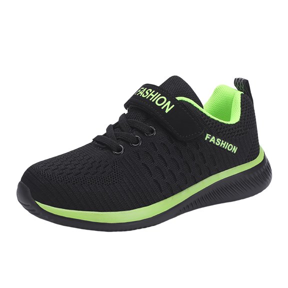 CAICJ98 Boy Running Shoes Children Walking Shoes Kids Flat Thick Bottom Non Slip Lightweight Breathable Sneakers Boys Green,2(Little Kid/Big Kid)