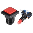 thumbnail image 2 of Juego de botón pulsador 34x34 cuadrado interruptor iluminado LED de 12V con microinterruptor para juegos de video de arcade rojo, 5 piezas, 2 of 5