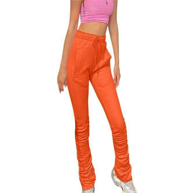 Orange stacked sweats sale