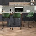 thumbnail image 5 of GIKPAL Bar Stools 26" Faux Leather Counter Height Barstools with Back Set of 3, Modern Counter Stools with Metal Legs and Footrest, Armless Chairs with Back for Kitchen Living Room Pub, Green, 5 of 8