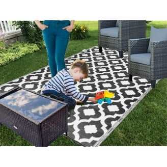 Mainstays 5x7 Reversible Waterproof Outdoor Rug with Palm Pattern