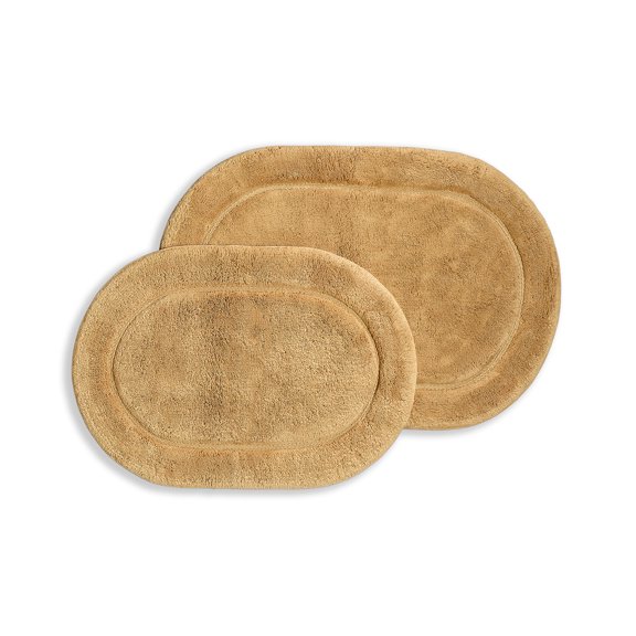 Cotton Solid 2-Piece Toast Highly Absorbent Non-Slip Oval Bath Rug Set by Superior