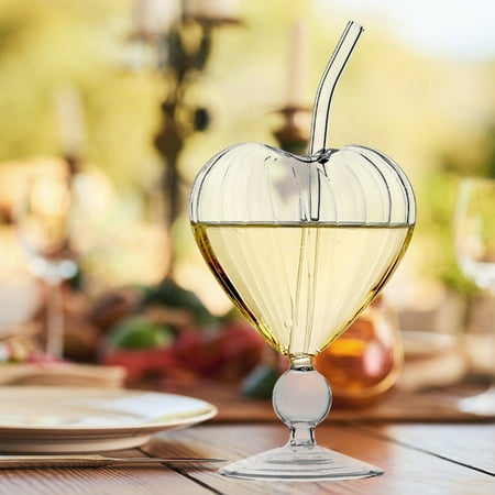 

TOPRenddon Cocktail Glasses Cups: Clear Glass Heart Shaped Cocktail Wine Glasses Novelty Wine Champagne Cup Schooner Goblet Cup Glasses Bar Club
