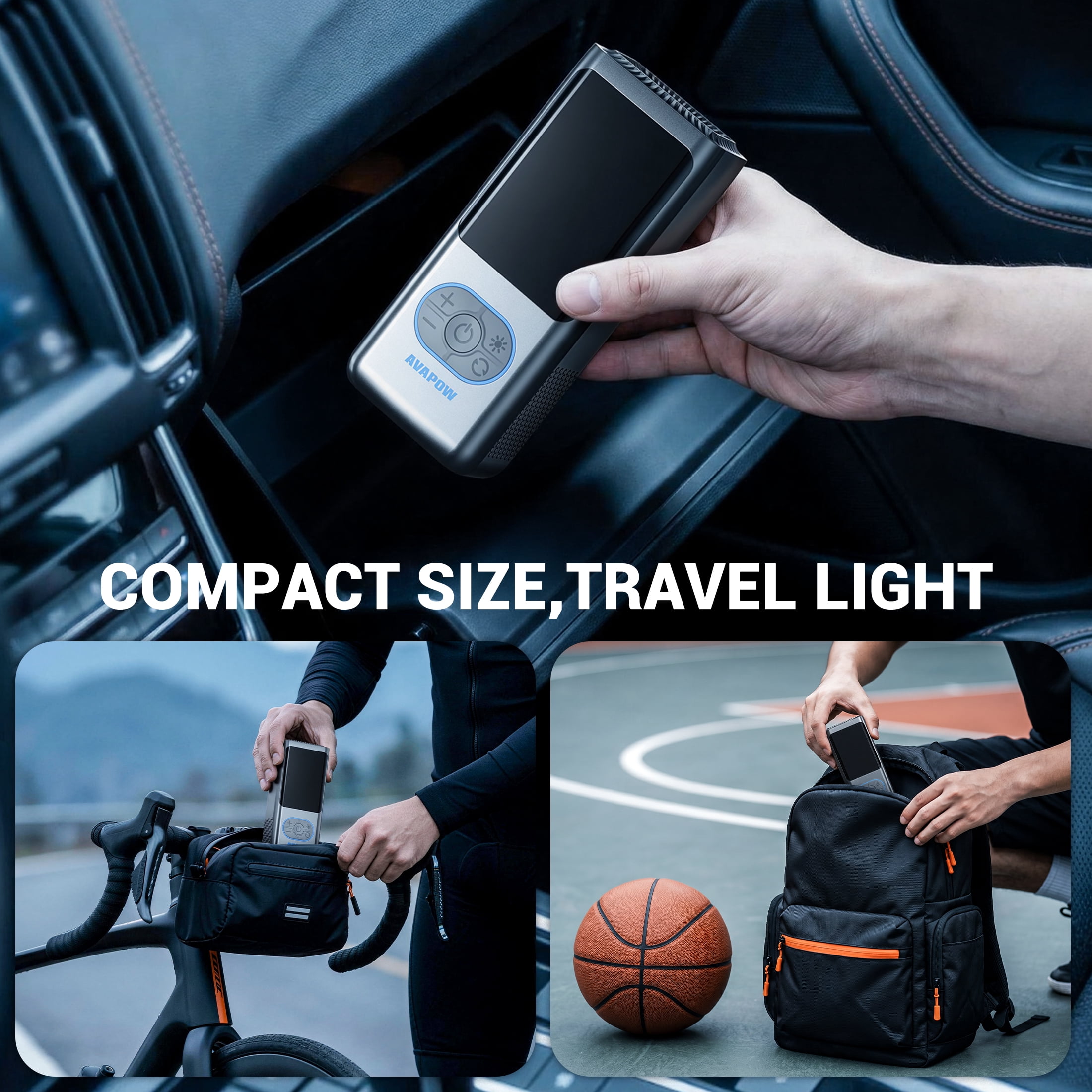 AVAPOW Cordless Tire Inflator Portable Air Compressor, Air Pump with Auto Shutoff, LED Light and Digital Pressure Gauge, 150PSI, 8000mAh Long Range Battery, Electric Pump for Car/Bike/Motorcycle/Ball