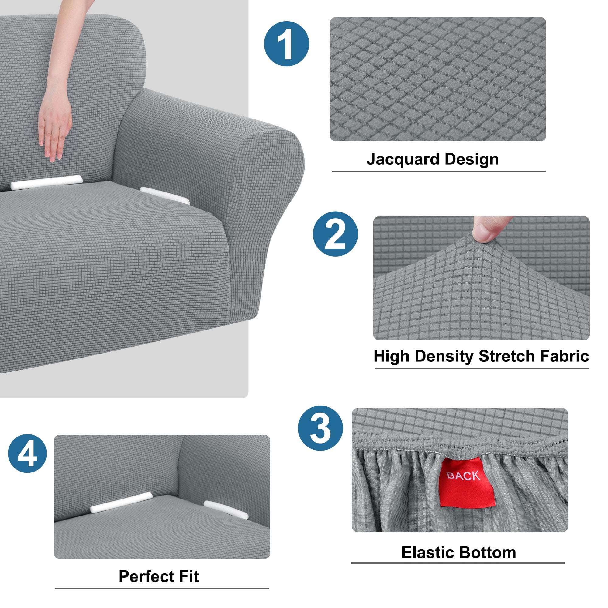 Unique Bargains Stretch Slipcover Washable Furniture Covers for Dogs Light Gray X Large