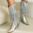 thumbnail image 2 of Bottes Mi-Mollet pour Femmes Design à Franges Design Pointu Talon Épais Non - Chaussures pour Toutes Occasions, 2 of 9