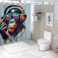 thumbnail image 7 of Orinice Chimpanzee with Headphones and Sunglasses Bathroom Decor Set, Colorful Luxury Graphic Print Stylish Shower Curtain Set with Hooks, Home Bath Decoration, Various Sizes, 7 of 7