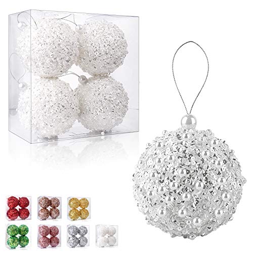 Blue, 1.57//4cm Soarsue 4 Pack 1.57 Christmas Ball Ornaments Xmas Tree Balls Hollween Christmas Decoration for Holiday Wedding Party Decoration