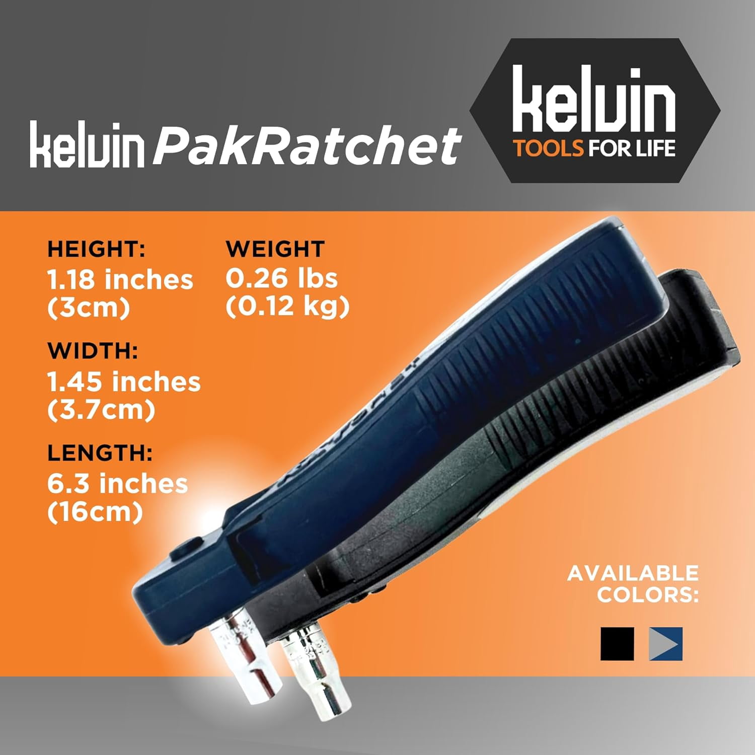 Kelvin Tools PakRatchet: Compact Right-Angled Ratchet Socket and Screwdriver Set - Mini Ratcheting Socket set and Screwdriver, 90 Degree for Tight Spaces, 11 in 1 Impact