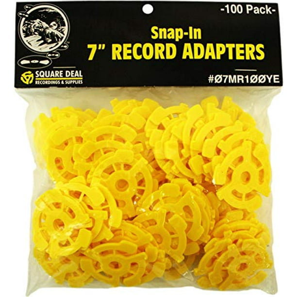 100 Flat Yellow Plastic Record Adapters Snap In Inserts To Make 7 45rpm Records Fit On Standard Vinyl Record Turntables 07mr100ye Walmart Com