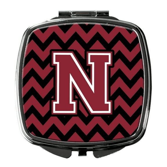 Letter N Chevron Garnet and Black Compact Mirror