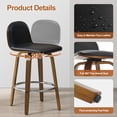 thumbnail image 6 of Swivel Bar Stools Set of 1, 26" Counter Height Upholstered PU Leather Barstools with Low Back Walnut Bentwood Legs, Mid Century Modern Bar Chair Kitchen Island Stool, 6 of 11