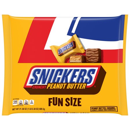 SNICKERS Peanut Butter Squared Chocolate Candy, Halloween FUN SIZE, 21.5 oz bag