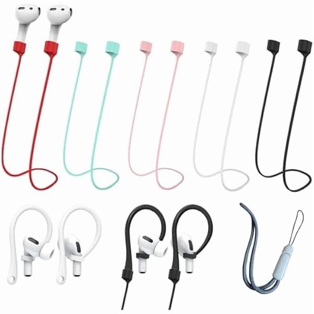 Chenchen (5 Pack Straps + 4 Pack EarHook+1 Pack Lanyard) Ultra Strong Magnetic AirPods Straps,Anti-Lost Cord for 4rd Pro 1st 2nd 3rd AirPods 1st 2nd Silicone Sports Lanyard and Ear Hook