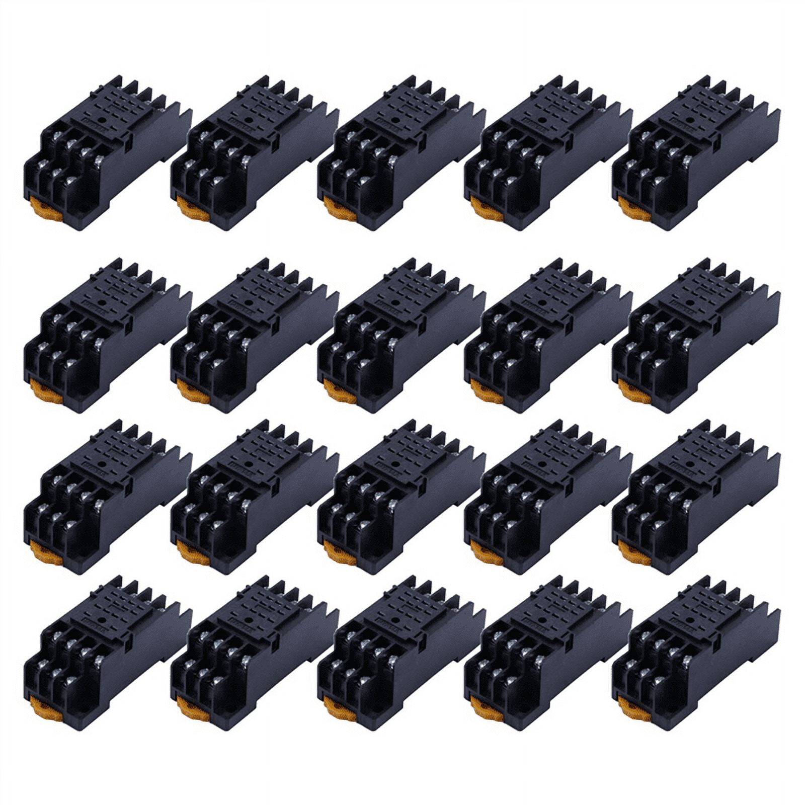 20X PYF14A DIN Rail Power Relay Socket Base 14 Pin for MY4NJ HH54P MY4,20 x Relay Socket Base,Black