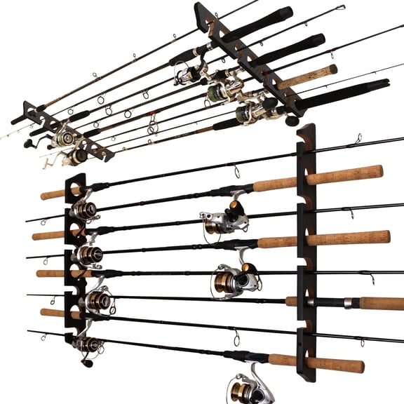 Rush Creek Creations Fishing Rod Storage Rack, 8 Rod Capacity, Ceiling Mount Horizontal Organizer