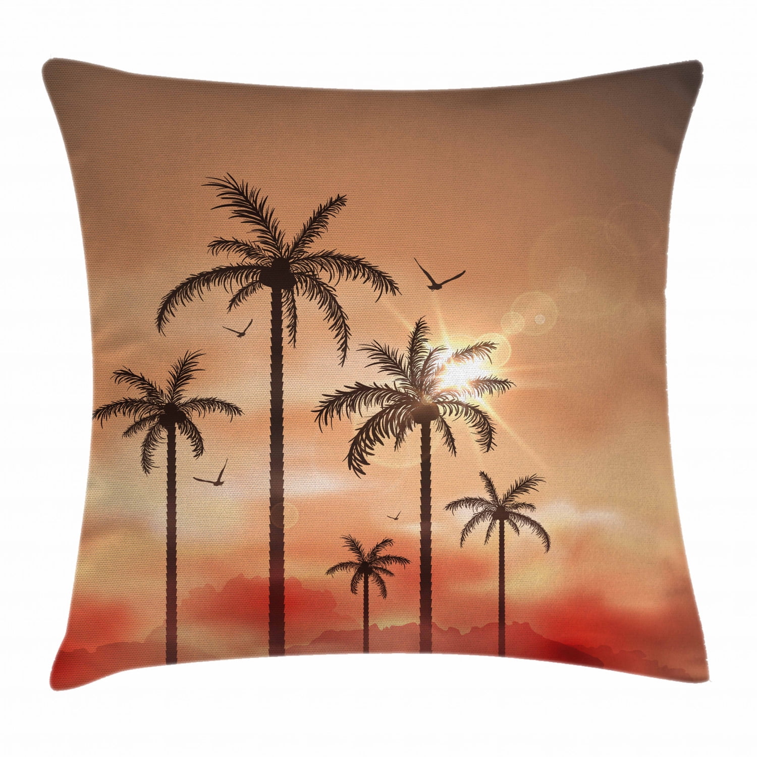 Tropical Throw Pillow Cushion Cover, Palm Trees with Dramatic Hazy Sky