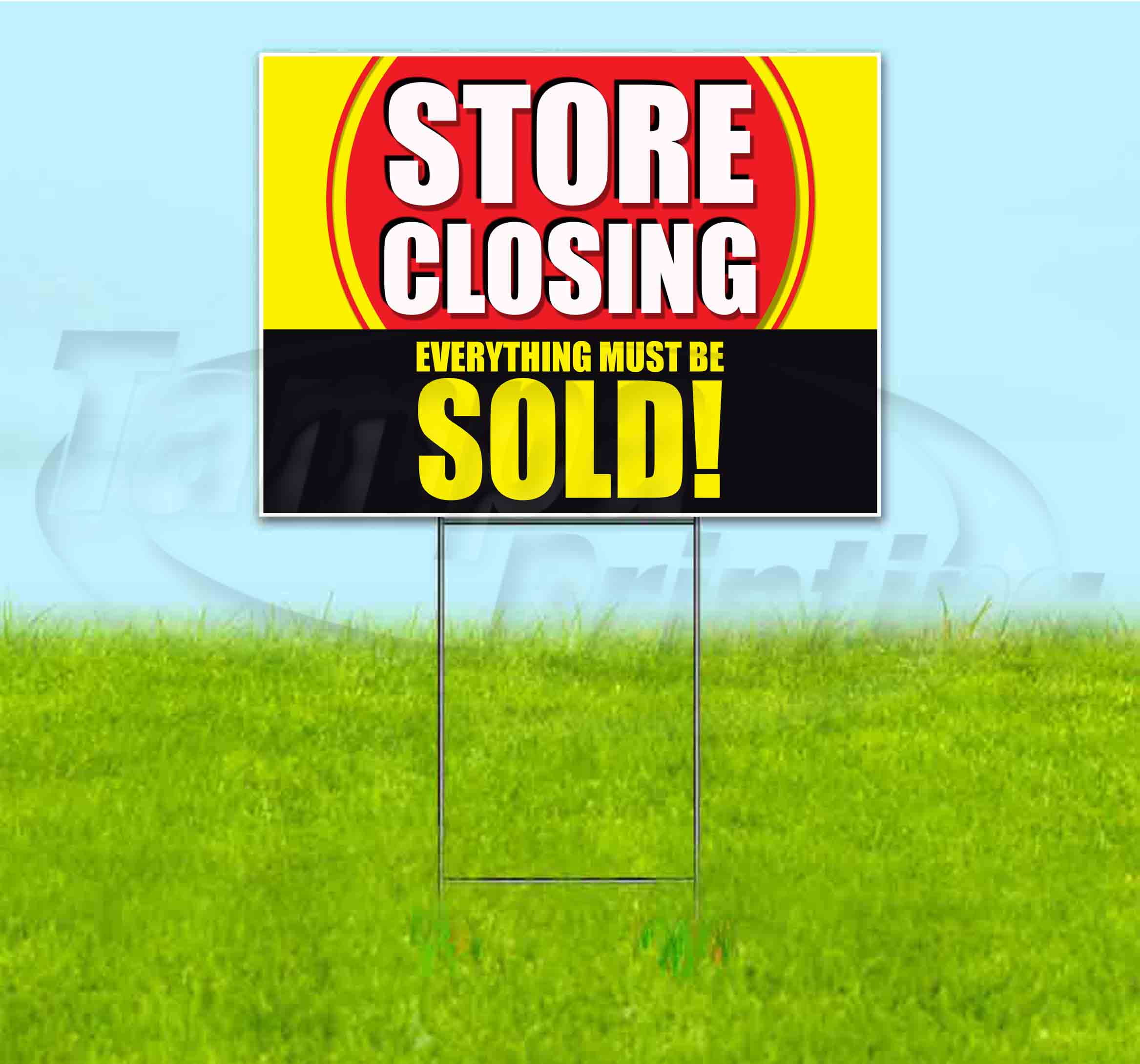 Store Closing (18" X 24") Yard Sign, Includes Metal Step Stake