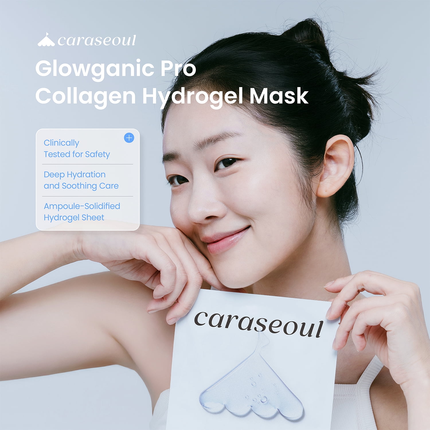 caraseoul Glowganic Pro Collagen Hydrogel Mask with Niacinamide (Vitamin B3) & Adenosin, Radiance Boost, Pore Minimizing, Hydrating Overnight Face Mask, Vegan, Korean Skin Care [1.19oz (34g) x 16ea]