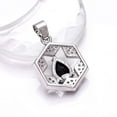 thumbnail image 2 of Black Onyx, Cubic Zirconia 925 Silver Platinum Plated Pendant 1.00" P7848, Black Onyx Pendant, Gift For Her, Pear Pendant, Black Pendant, 2 of 2