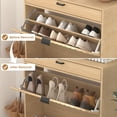 thumbnail image 6 of Brafab Shoe Storage Cabinet with 2 Flip Drawers&1 Small Drawer, Slim Entryway Shoe Organizer with with Adjustable Shelve, Rectangular Woven Rattan Doors for Entryway, Hallway（1 Pieces）, 6 of 9