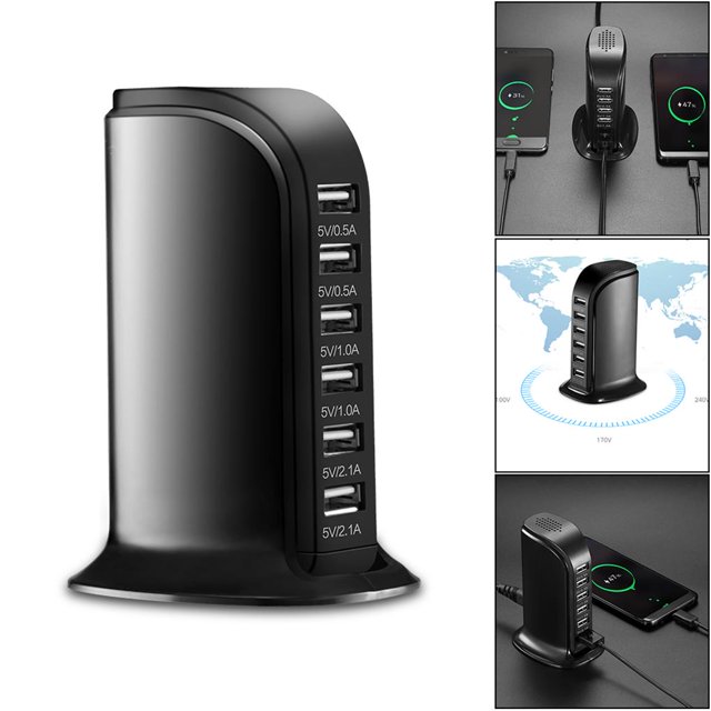 Riwesomey de pared rápido USB 2.0 Estación de carga múltiple de 6 puertos Salida de 30w 6A Teléfonos inteligentes Tabletas Altavoces Bluetooth Teléfono y Comunicación Riwesomey VI008928-02
