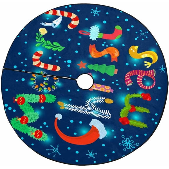 FMSHPON Cute Merry Christmas Xmas Christmas Tree Skirt Stand Mat for Holiday Party Decoration Indoor Outdoor 36 inches