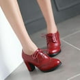 thumbnail image 4 of Women'sChunkyBlockHeelsOxfordsVintageWingtipBroguesRoundToeLace-upPumpsHighHeeledBootiesDressShoes, 4 of 5