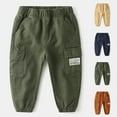 thumbnail image 3 of Qingpeng Toddler Girls Boys Cargo Joggers Pants Kids Elastic Waist Casual Loose Solid Sweatpants with Pockets, 3 of 8