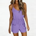 thumbnail image 2 of BUIGTTKLOP Short Jumpsuit for Women Spaghetti Strap Adjustable Waist Drawstring Cami Romper Summer Casual Overalls, 2 of 6