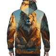 thumbnail image 7 of Naloa Prairie Meditating Lion Men's Casual Hooded Collar Drawstring Hoodies Pullover Sweatshirts Casual Long Sleeve Shirts-Medium, 7 of 7