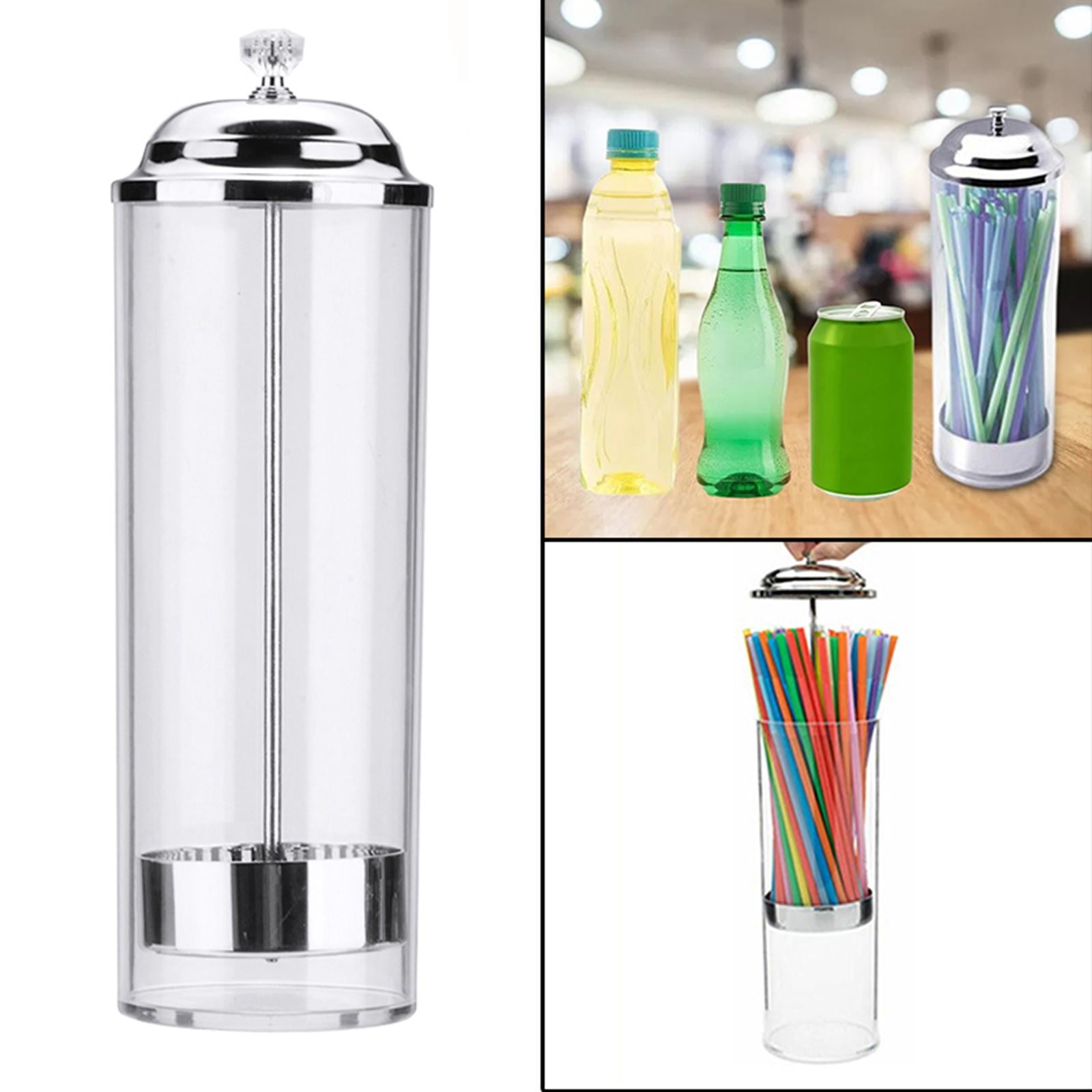 GadgetWiz Straw Dispenser with Stainless Steel Lid glass Straw Holder for  counter with Lid Drinking Straw Dispensers Straw container Holds