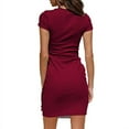 thumbnail image 2 of Nouvelle Robe T-Shirt Décontractée à Manches Courtes pour Femmes, Col Rond, Moulante, Froncée, Taille Nouée, Mini Robes, 2 of 2