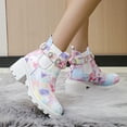 thumbnail image 4 of Rokment Sparkly Rhinestones Platform Combat Boots for Women Fashion Bling Leather Chunky High Heel Dress Ankle Booties Fall Winter Multicolour Size 9.5, 4 of 7