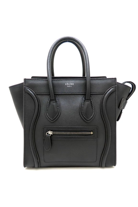 Pre-Owned CELINE Luggage Micro Shopper 167793 Handbag in Black Leather, Women's, 353130