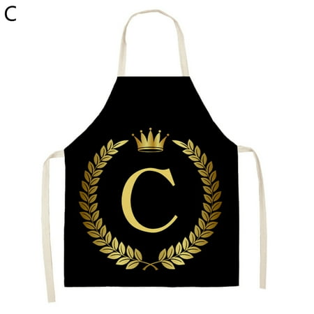

Meizhencang Cooking Apron Soft Touch Waterproof Flax Alphabet Pattern Printed Kitchen Long Bib Home Supplies