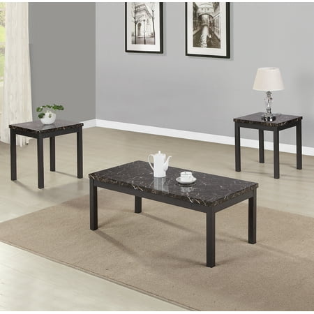 - JUMPER 3 PCS Occasional Table Set Modern Faux Marble Coffee and End Table Set with Metal Legs