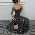 thumbnail image 5 of XUNKUSGA Cocktail Dresses for Women Trendy Polka Dot Strapless Womens Maxi Dress Casual Smocked Tube Top Swing Flowy Wedding Guest Dress,Black,S, 5 of 7
