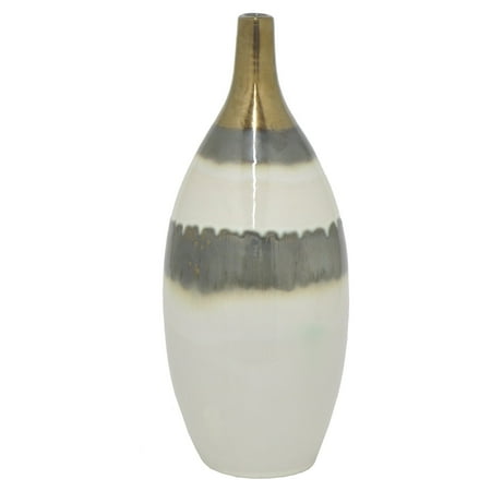 - Three Hands Ceramic White Gold Slate Vase