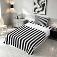 thumbnail image 3 of Manfei Geometric Stripe Twin Sheets,Contemporary Minimalist Bedding, Black White, Reversible 3 Pieces1 Flat Sheet + 1 Fitted Sheet + 1 Pillowcase, 3 of 6
