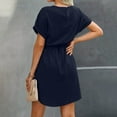 thumbnail image 3 of Offre à Durée Limitée Iumwxz Robe à Manches Courtes Col Rond pour Femme Ourlet Incurvé Tunique Robe Formelle avec Ceinture Robes Longues Unies pour Femmes Robe Douce et Confortable pour Fête d'Anniversaire, 3 of 6