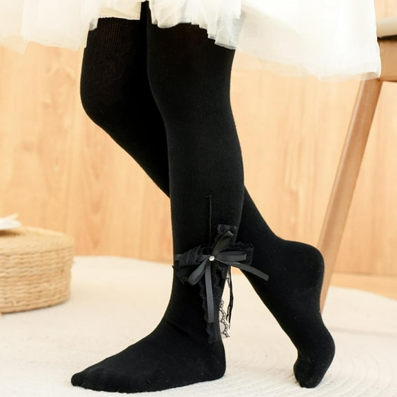 ATOGUTA Toddler Girl Leggings Size 3T-8 Soft Dance Tights Elastic Footed Tights for Girls Warm Stockings Black