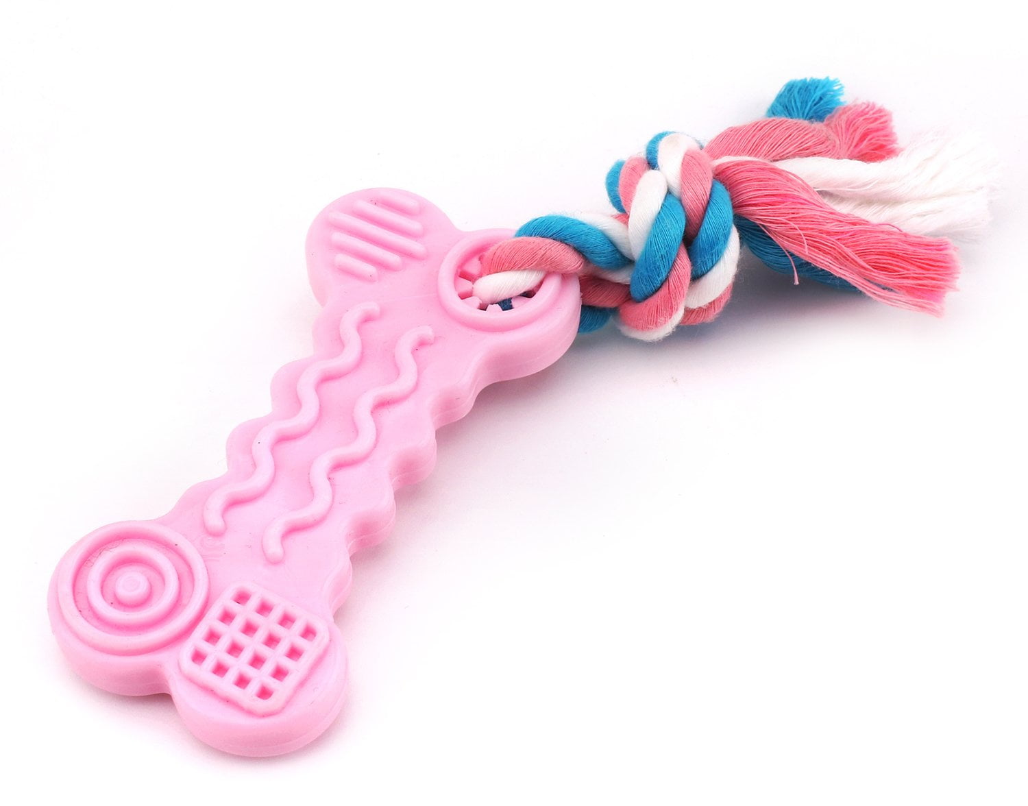 Puppy Chew Toys, Dog Durable Teething Toys with Rope for Puppies and Small Dogs - Pink